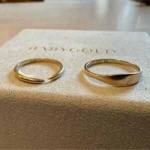 Baby Gold 14k Gold Tapered Staking Band & 10k Gold Open Band